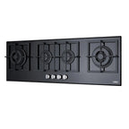 4-burner island gas-on-glass cooktop with sealed burners and cast iron grates
