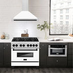 ZLINE 36" Autograph Edition DuraSnow Stainless Steel Range Hood with White Matte Shell and Gold Handle