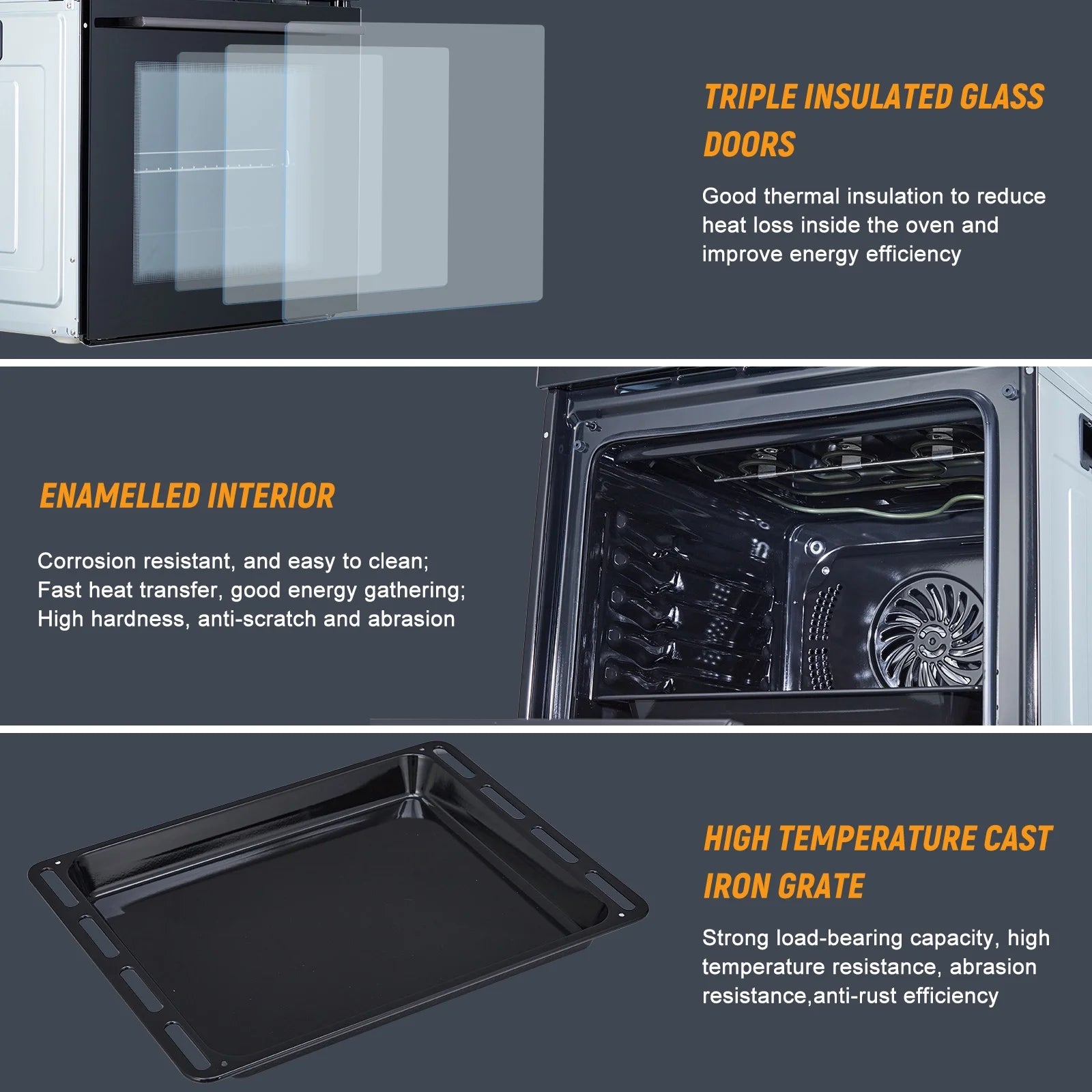 Luku Single Wall Oven, 2.5Cu.Ft, 3000W - Air Frying, 8 Baking Modes, Steam & Grill, Colorful LED Screen