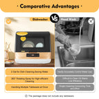 Compact Countertop Dishwasher Portable Mini Dish Washer 4 Washing Programs 110V 800W Dishwasher Machine with 3 Washing Programs for Dishes Knives Forks Spoons Chopsticks Cups