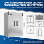 Chingoo 49 Cu.Ft Commercial Freezer, Double Doors, 54" Reach-in Stainless Steel Upright Refrigerator with Lock, Fan Coolingfor Restaurant and Bar