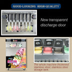 Kolice ETL Commercial Countertop 7 Flavors Soft Serve Ice Cream Machine-Transperant Dispenser, Upper Tanks Refrigerated