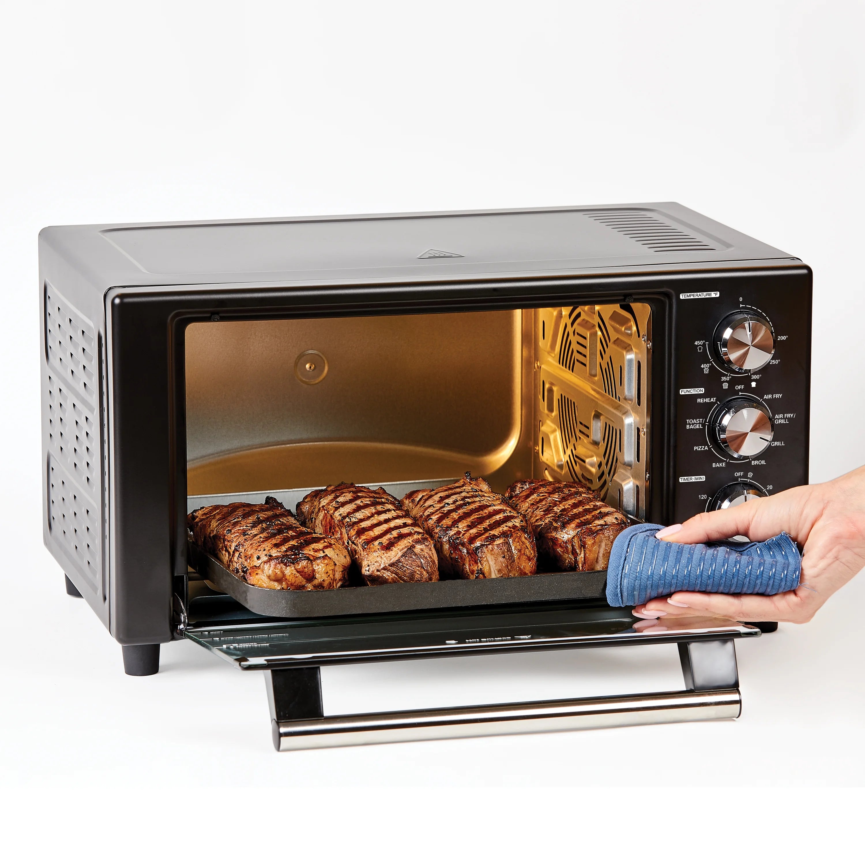 PowerXL Air Fryer Grill Plus Toaster Oven with Air Fry, 8 Functions, Black, 1500 W