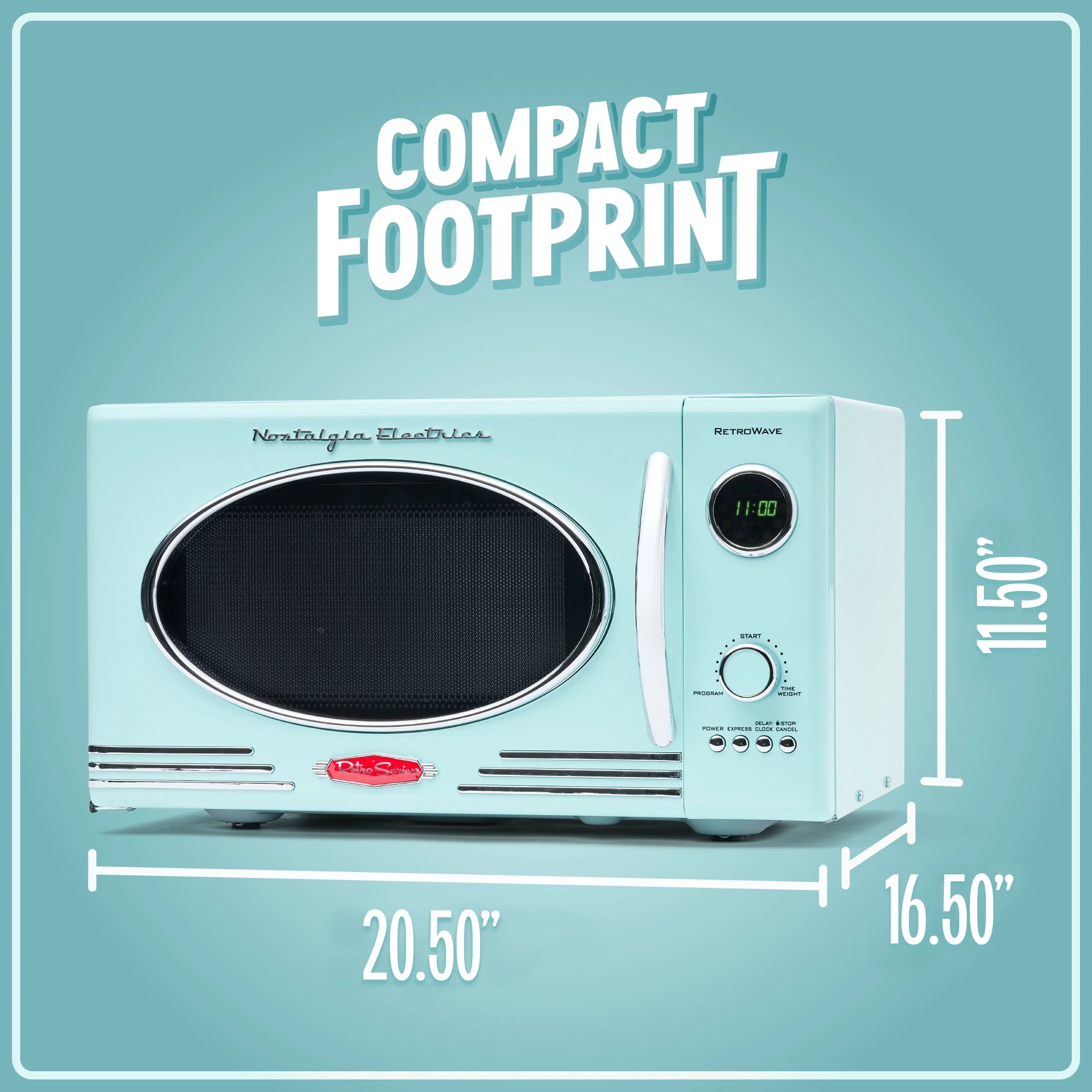 Nostalgia Retro 0.9 Cu. ft. 800-Watt Countertop Microwave Oven, Aqua