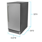 Avanti ELITE Built-in or Freestanding Ice Maker, 15", in Stainless Steel (IME49U3S-IS)