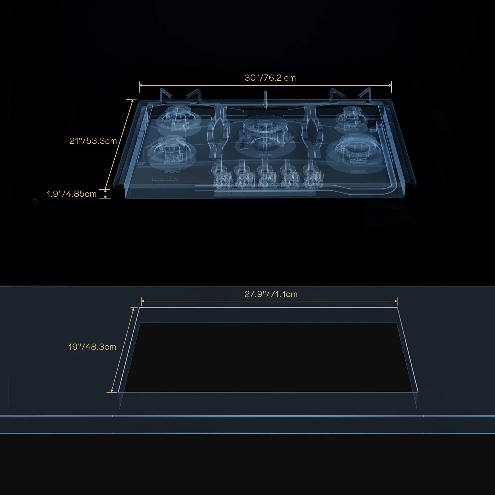 Empava 30 in. Gas Stove Cooktop with 5 3rd Gen Italy Sabaf Sealed Burners in Stainless Steel , EMV-30GC21