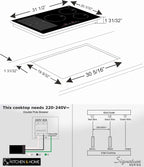 K&H SIGNATURE SERIES 5 Burner 31.5 Inch Built-in Induction Electric Stove Top Ceramic Cooktop Touch Control 240V 9200W IN30-9200FLX