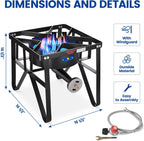 32QT Stainless Steel Seafood Boil Pot with 200,000BTU Single Burner Propane Stove, Heavy Duty Propane Burner For Outdoor Cooking Turkey Fryer, Crawfish Boil, Homebrewing