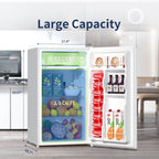 BANGSON 3.2 Cu.Ft. Mini Fridge, Compact Refrigerator with Reversible Door, Silver