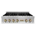 ZLINE 36 in. Autograph Edition Rangetop in Stainless Steel with Gold Accents (RTZ-36-G)