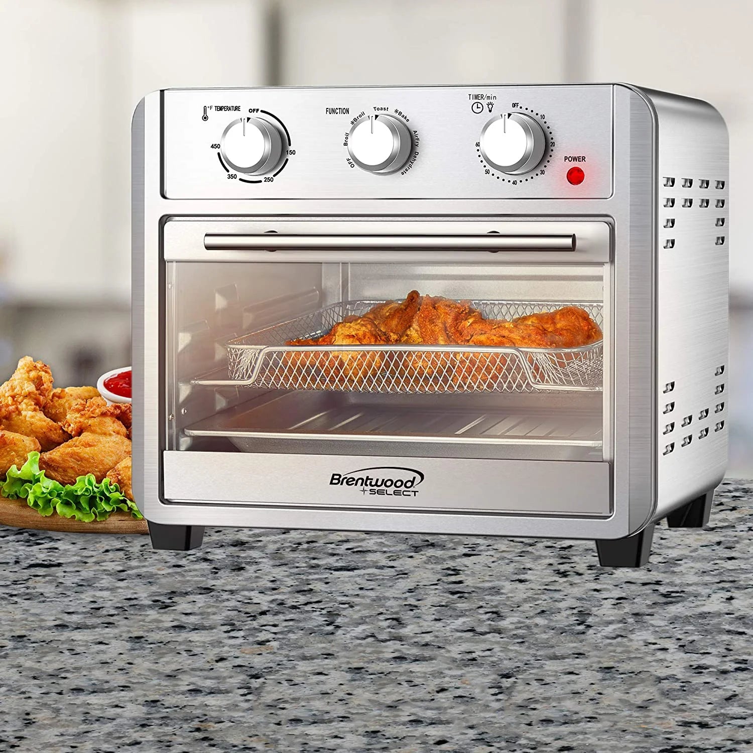 Brentwood Select 24-Qt. 1,700-Watt Stainless Steel Convection Air Fryer Toaster Oven