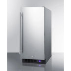 15" wide frost-free freezer for built-in or freestanding use, with stainless steel wrapped exterior, lock, and digital thermostat