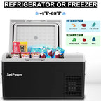 Setpower FC15 12V Portable Refrigerator with AC Adapter, 15.8 Quart Car Freezer Fridge for Camping, Fast Cooling, -4a??-68a??, 3-Year Warranty, Car, RV, Truck, Home and Outdoor Use, DC & AC, Green