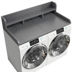 Wood 2-Tier Washer Dryer Countertop with Edge Rails, 54" W x 27.5" D Washer and Dryer Topper for Laundry Room Organization and Storage, Walnut