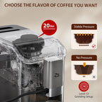 Fully Automatic Espresso Machine, 7 Coffee Varieties, 20-Bar Coffee Espresso Machine with Automatic Milk Frother, 7 Coffee Varieties, Intuitive Touch Display, 1.5-L Water Tank