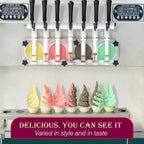 Kolice ETL Commercial Countertop 7 Flavors Soft Serve Ice Cream Machine-Transperant Dispenser, Upper Tanks Refrigerated