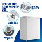 3.6 Cu.ft Chest Mini Freezer with Wheels Deep Freezer for Bulk Storage Top Open Door 2 Removable Baskets 7 Modes Temperature for Home Apartment Kitchen Black
