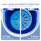 Veado Portable Mini Laundry Washer | 9lbs Capacity Compact Washing Machine | Ideal for Dorm Rooms, Apartments & RVs | Space-Saving Semi-Automatic Laundry Solution