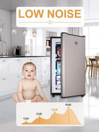 GGTB 3.0 Cu.ft Compact Upright Freezer with Reversible Single Door, Removable Shelves Mini Freezer with Adjustable Thermostat for Home/Kitchen/Office, Silver