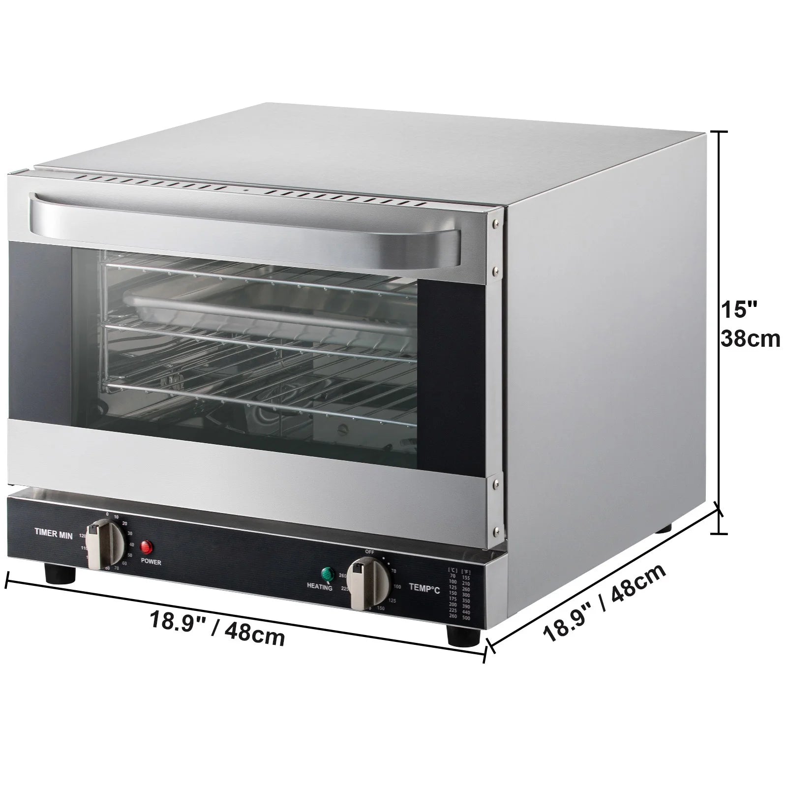 BENTISM Countertop Convection Oven Commercial Toaster Baker Stainless 19Qt 120V