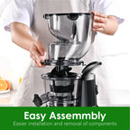 Kitchen in the Box Cold Press Juicer Machines With 3.26" Wide Feed Chute, Slow Masticating Juicer Machine for Whole Fruits and Vegetables, BPA-Free, High Juice Yield Juicer Maker (Silver)