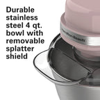Hamilton Beach 4 Quart Stand Mixer for Kitchen, 7 Speeds, Tilt-Head, Dough Hook, Whisk & Flat Beater, White