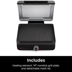 Restored Ninja GR100 Sizzle Smokeless Indoor GrillBundle with 2 Year Enhanced Protection Pack (Refurbished)