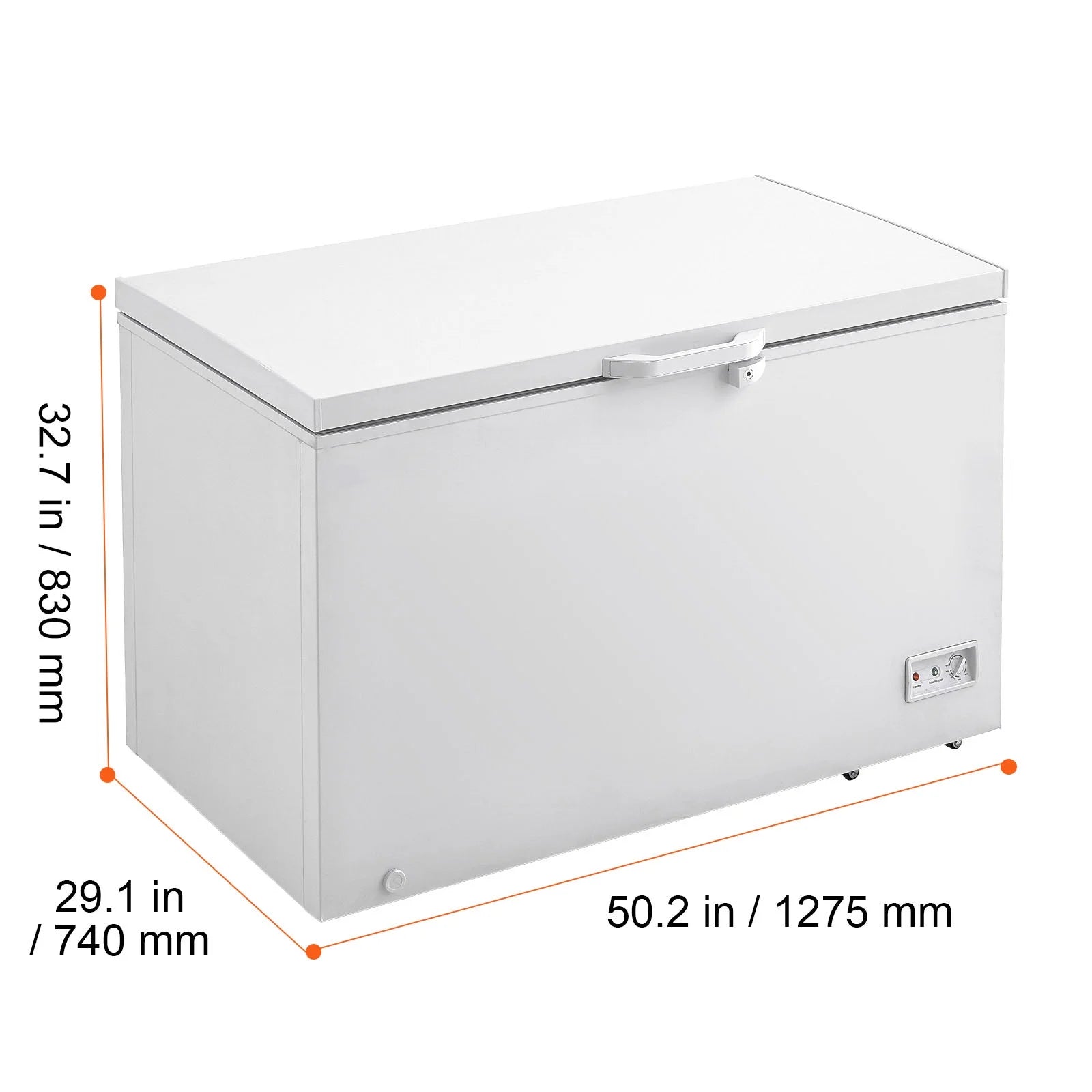 KFFKFF 12.8 Cu.ft / 345L Small Top-Open Chest Freezer 7-Speed?Temperature Control Removable Storage Basket, Freestanding 4 Detachable Baskets, 6 Casters