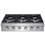 Sunmaki Gas Cooktop 36 inch Built-in Gas Stove with 6 Sealed Burner for Cooking, Gas Grilling, Propane Cooktop NG/LPG Switch