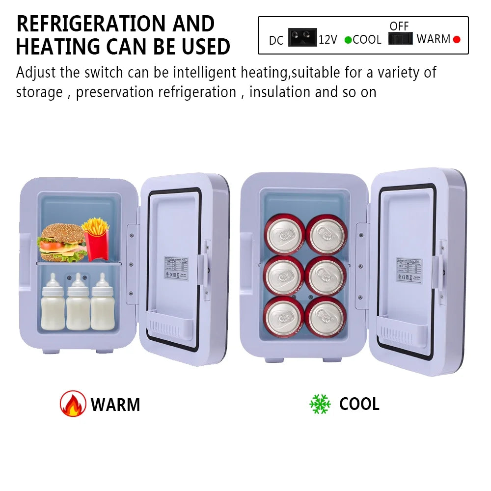 Mini Fridge Electric Cooler and Warmer, Portable Compact Thermoelectric Personal Refrigerator, 6 Liter Capacity, Chills 8-can 12oz Cans, for Car Accessories, Home, Office, Dorm or Boat, S11380