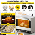 KFFKFF Commercial Convection Oven, 66L/60Qt, Half-Size Conventional Oven Countertop, 1800W 4-Tier Toaster with Front Glass Door, Electric Baking Oven with Trays Wire Racks Clip Gloves, 120V