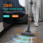 Cordless Vacuum Cleaner, 23kPa, Lightweight Stick Vacuum for Hard Floor, Carpet, Pet Hair, 55 Mins Runtime, Blue