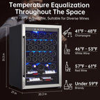Wine Cooler,Beverage Refrigerator Cooler,Freestanding Wine Cooler Refrigerator with Triple Pane Clear Glass Door,Mini Fridge Countertop Drink Cooler for Home Office,Temperature Adjustment Range 40~61?��