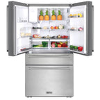 KOSTCH Counter-Depth 21.6-cu ft 4 -Door French Door Refrigerator with Ice Maker with Water and Ice Dispenser ( Stainless steel ) ENERGY STAR Certified