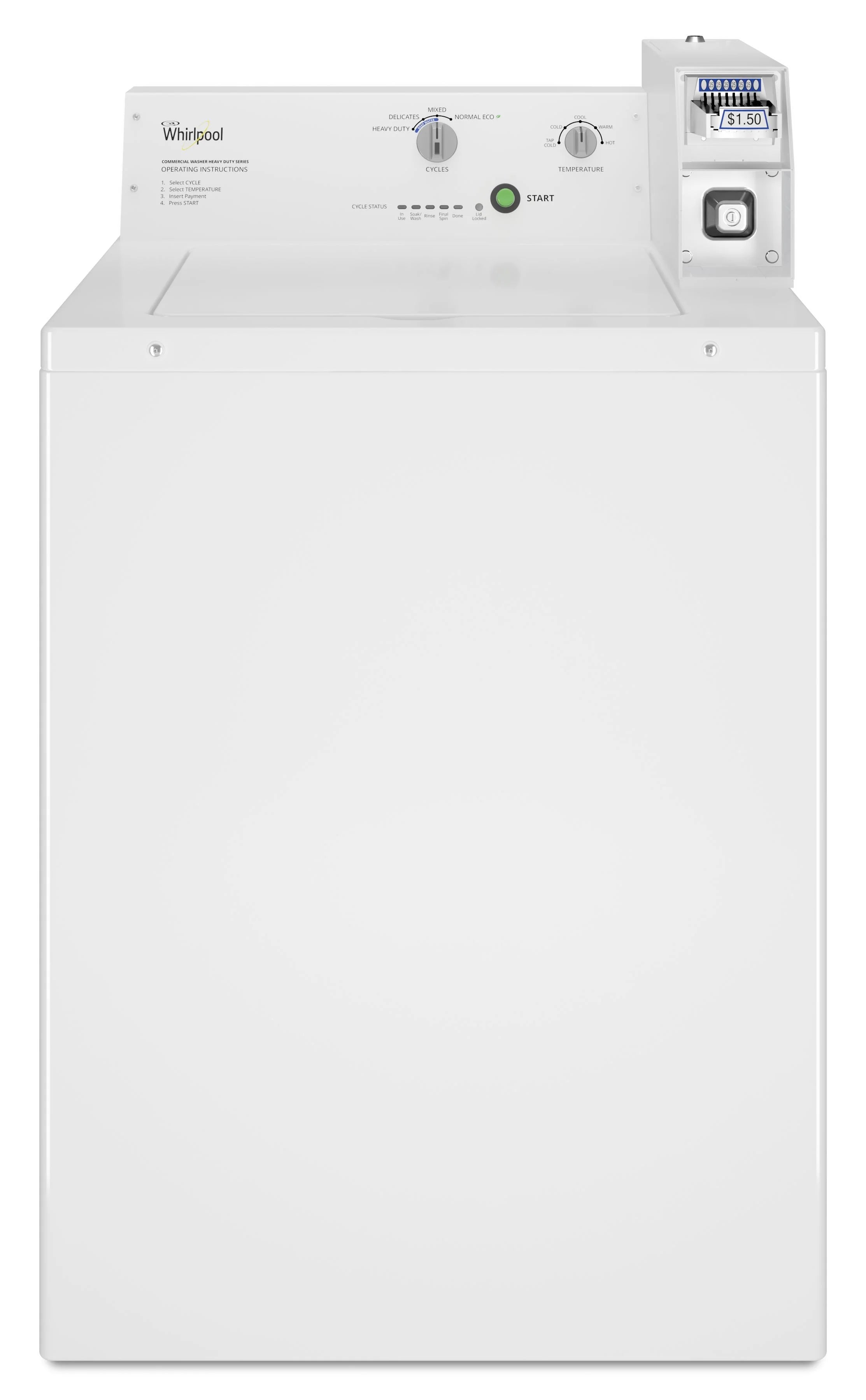 Whirlpool CAE2745FQ 27 Inch Commercial Top Load Washer with Coin Equipped
