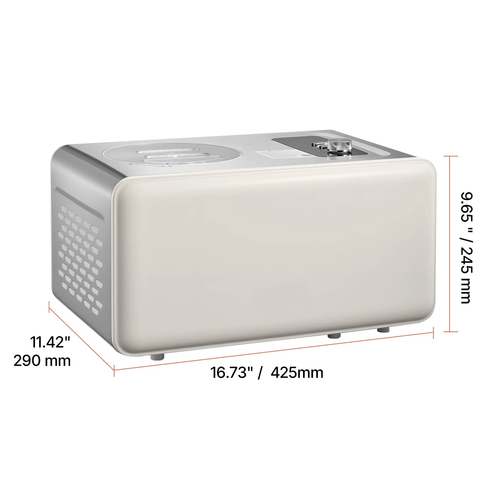 KFFKFF Automatic Ice Cream Maker with Built-in Compressor, 2-Quart Capacity, Stainless Steel Electric Gelato and Sorbet Machine, 3 Modes for Home Use