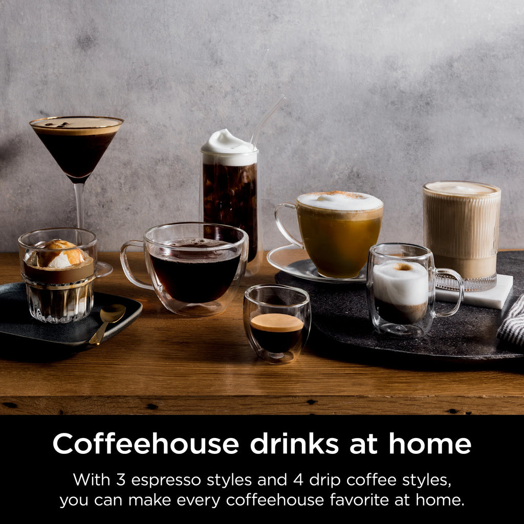 Ninja Luxe Cafe Premier Series, Stainless Steel Espresso Machine and Drip Coffee Maker with integrated Coffee Grinder and Milk Frother, ES601
