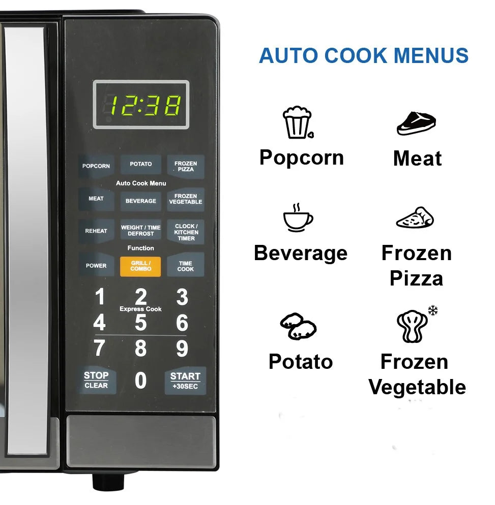 Emerson 1.1 Cu Ft, 1100W Mirror Finish Countertop Microwave Oven with Grill, MWG1191SB