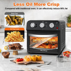 PlumChef 13 Quart 4 Slices Air Fryer Convection Toaster Oven, 1500W, 7 in 1 Multifunction with Roast, Bake, Grill, Broil, Toast, Dehydrate, Defrost, Stainless Steel
