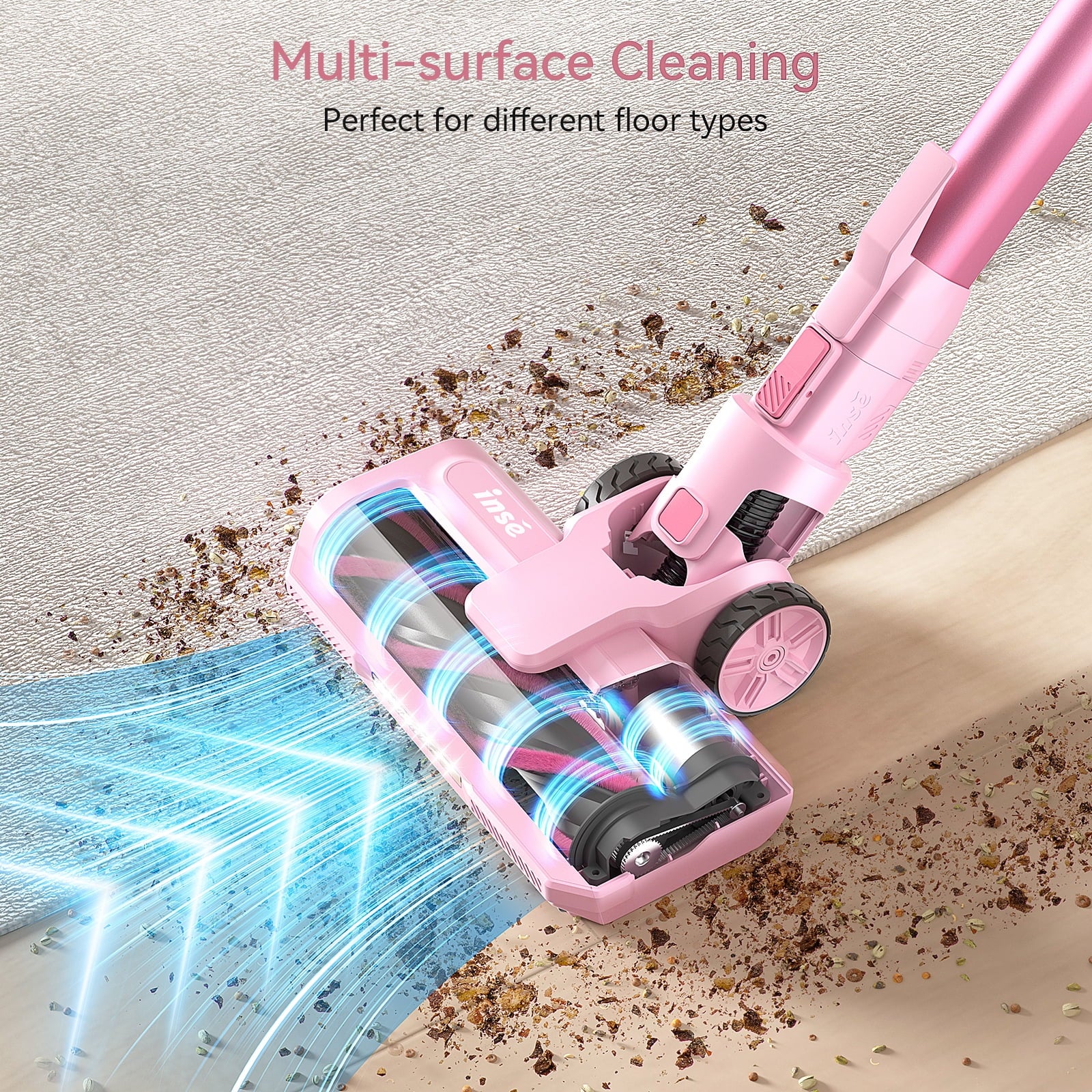 INSE Cordless Vacuum Cleaner, 6 in 1 Powerful Suction Stick ?Vacuum for Home Hardfloor Carpet Pet Hair, S11 Pro