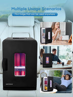 Fridge for Bedroom, 15L Portable Cooler & Warmer, 110V/12V Dual Power, for Office, Dorm, Car, Drinks, Food, Makeup