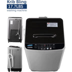 Full-Automatic Washing Machine, Portable Laundry Washer, Compact 17.7 lbs, LED Display, Drain Pump, 10 Wash Programs 8 Water Levels