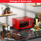 Galanz Retro Countertop Microwave Oven with Auto Cook & Reheat, Defrost, Quick Start Functions, Easy Clean with Glass Turntable, Pull Handle, .9 cu ft, Black