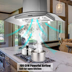 "Joeaonz 36"" Stainless Steel Island Mount Range Hood, Quiet 900CFM, 3-Speed Vent with Button Control and LED Bulb"