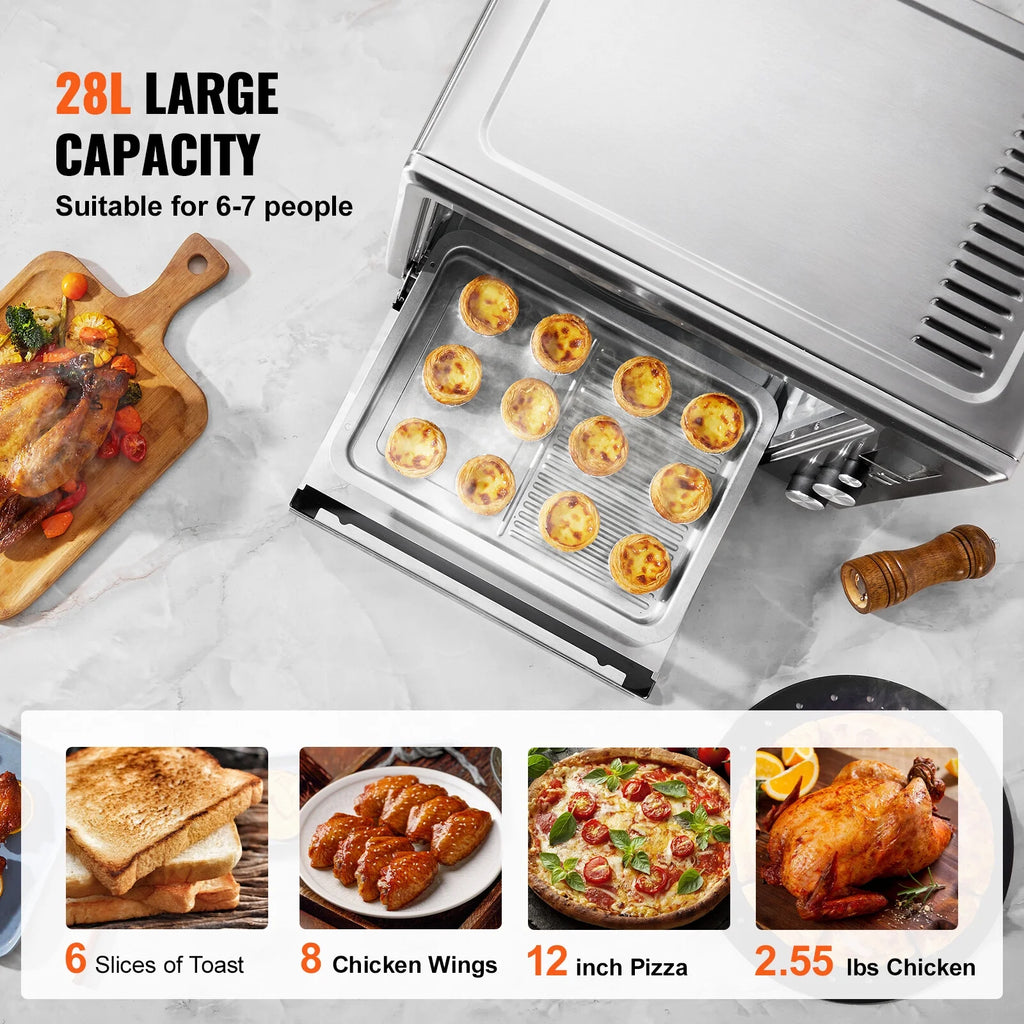 XYTREW Countertop Convection Oven 28L Toaster Baker Bread 10-IN-1 1800W for Home Use