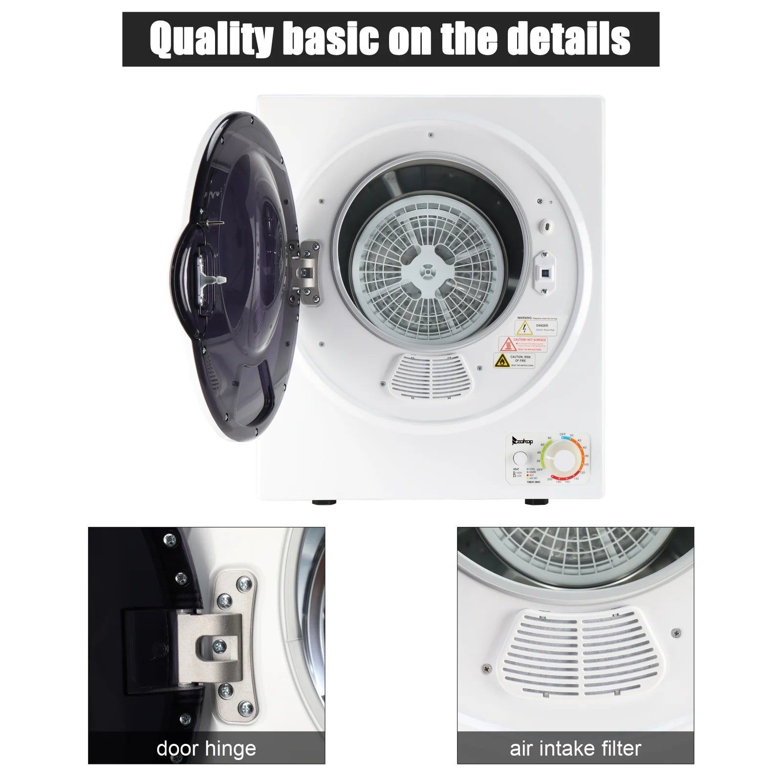 Ktaxon 1.6 cu. ft. Electric Tumble Compact Cloth Dryer Stainless Steel Wall Mounted, White