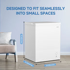 BANGSON Chest Freezer, Deep Freezer 5.0 Cu. Ft with Removable Basket, Adjustable Thermostat Mini Freezer, Ideal for Apartment/Kitchen/Office