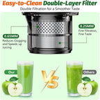 YPONE Cold Press Juicer, Masticating Juicer with 5.4" Wide Feed Chute, 350w Slow Juicer Machines Fit Whole Vegetables and Fruits,Juice Extractor Machine with High Juice Yield, Easy to Clean(Black)