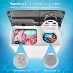 Canddidliike 26 Pound Portable Semi-automatic Washing Machine with Built-in Drain Pump-Gray, Timer Control, Compact Laundry Washer for RV, Apartments and Dorms