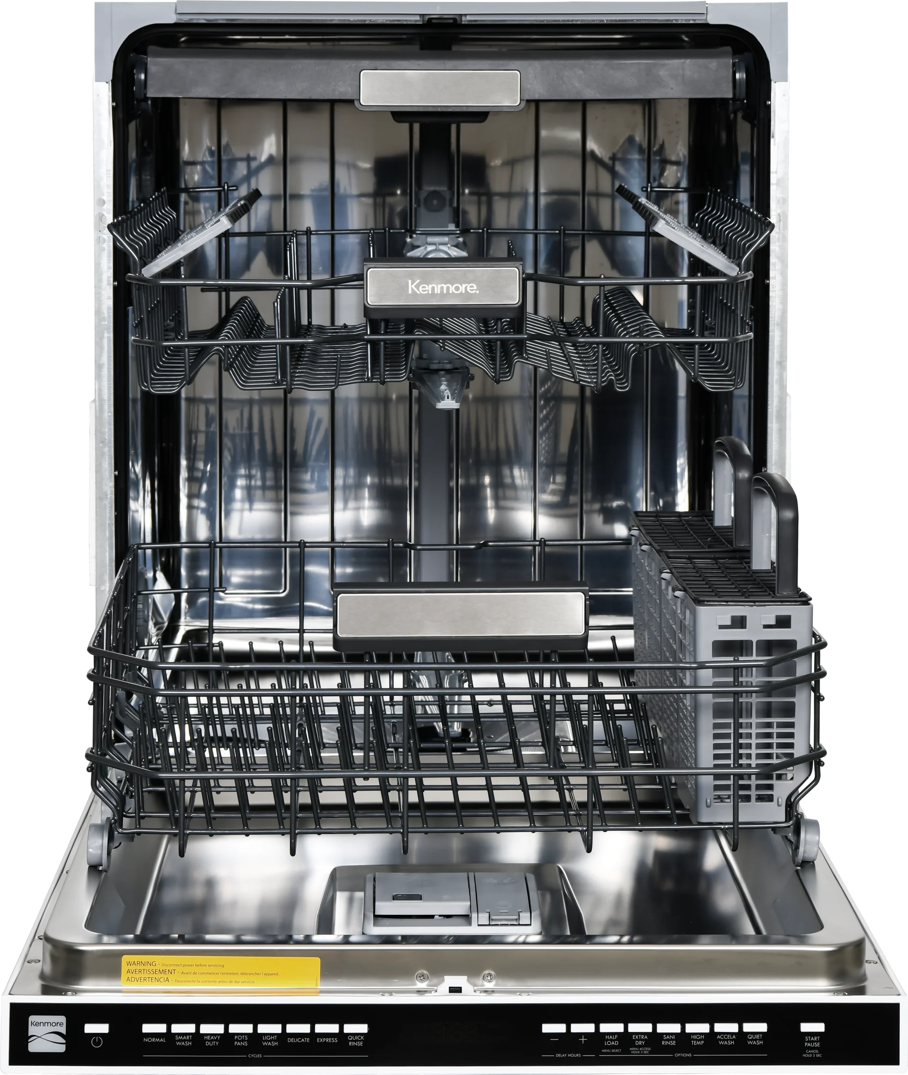 Kenmore 02214639 24" Built-in Stainless Steel Tub Dishwasher, Removeable 3rd Rack, SmartWash, Black